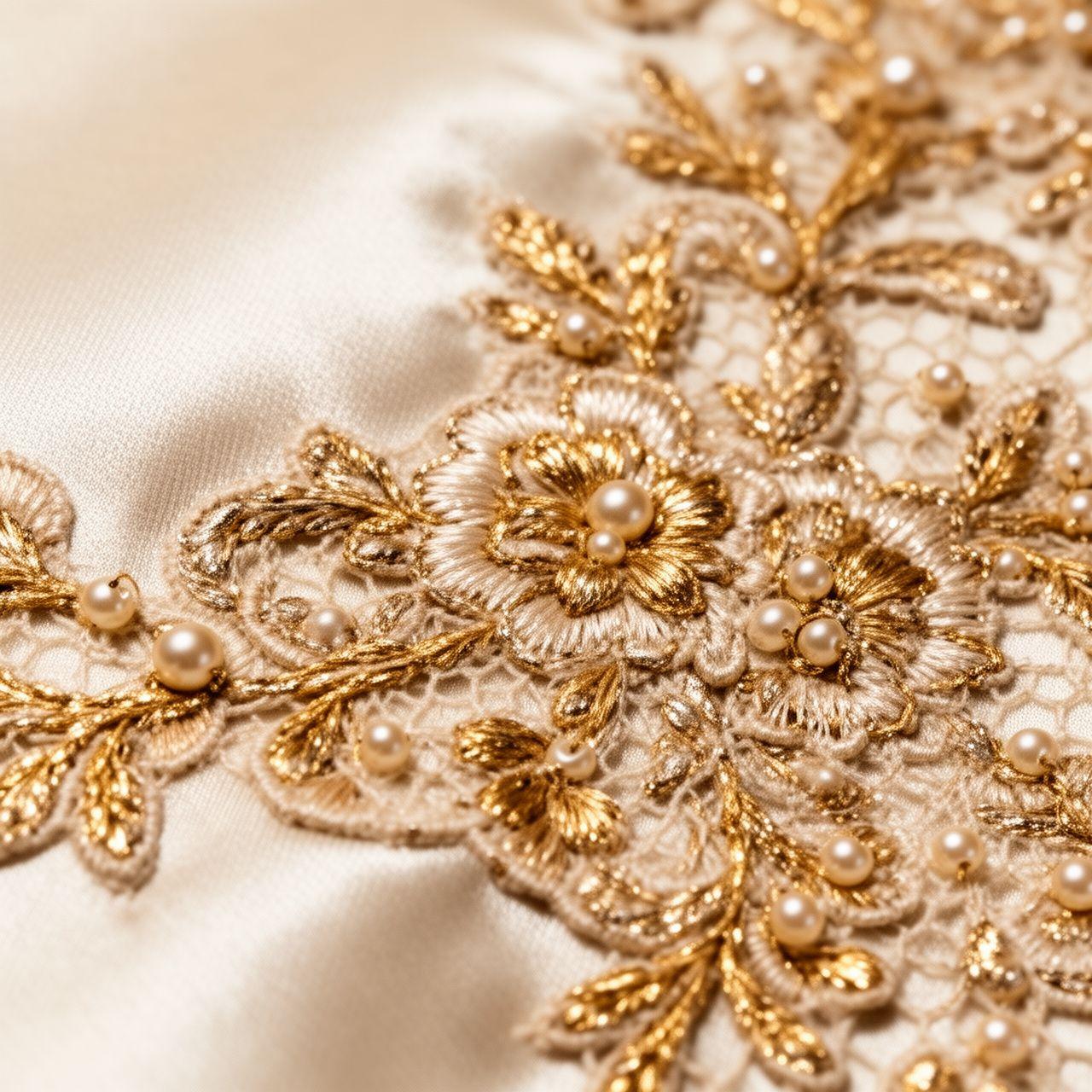 Luxury gold embroidered gown detailing