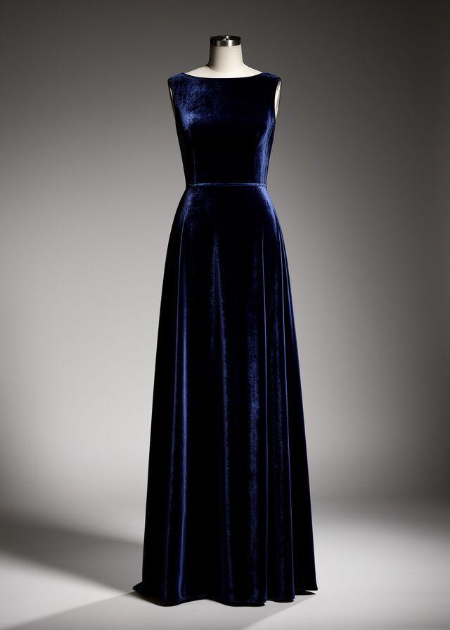 Midnight blue velvet gown silhouette